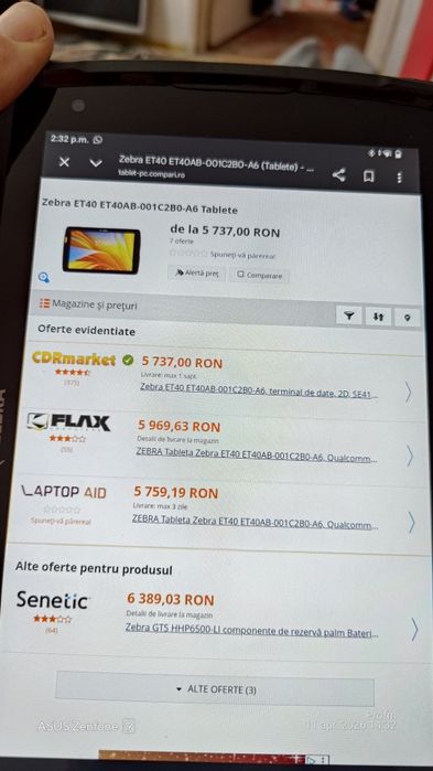 Tableta zebra et40 impecabila+husa