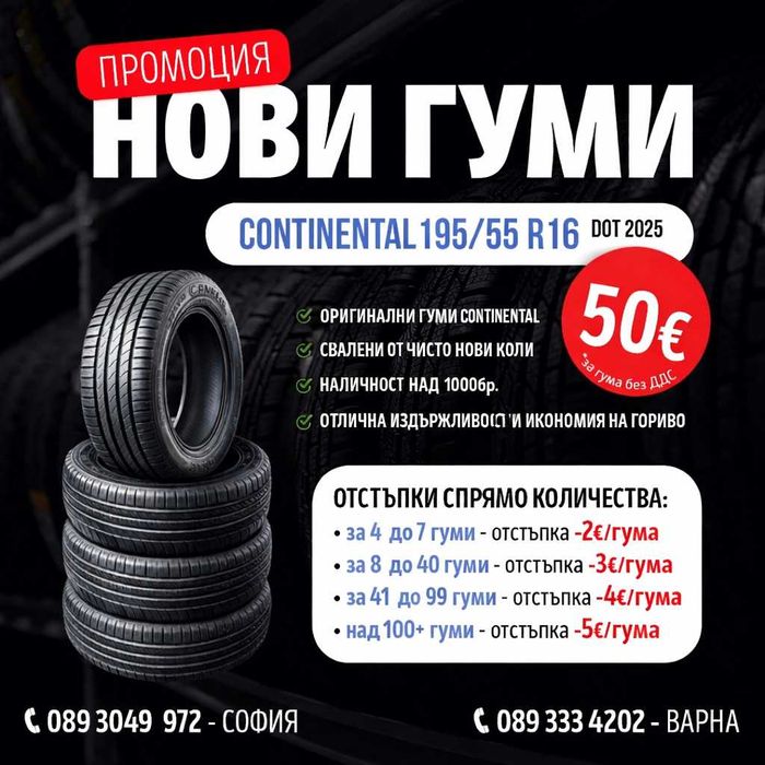 Промоция НОВИ гуми Continental Eco Contact 6 195/55 R16   DOT 2025