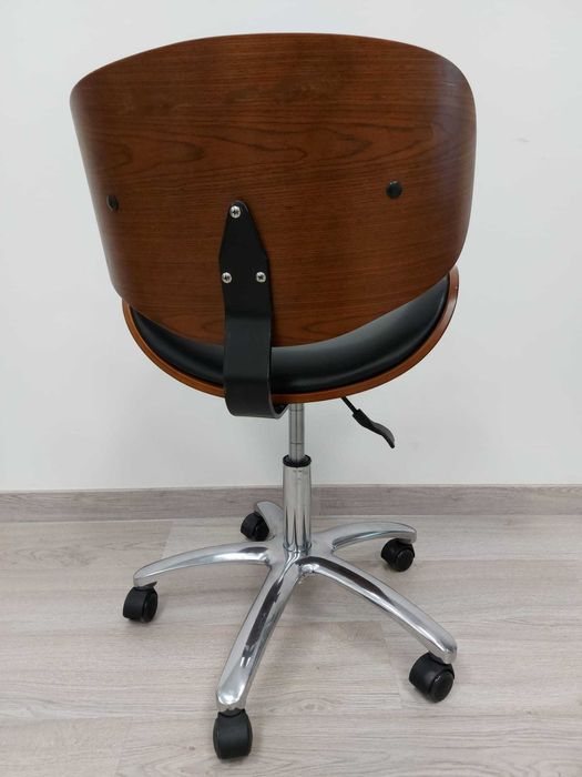 Табуретка с облегалка Hera - 43/55 - черна/бежова/сребриста