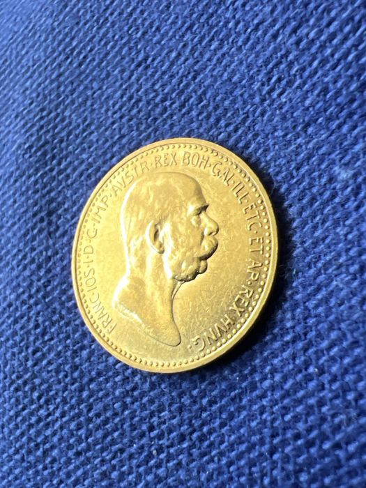 Moneda aur 10 Corona 1911 (coroana), 3,38 gr, 22 karate, Franz Iosef