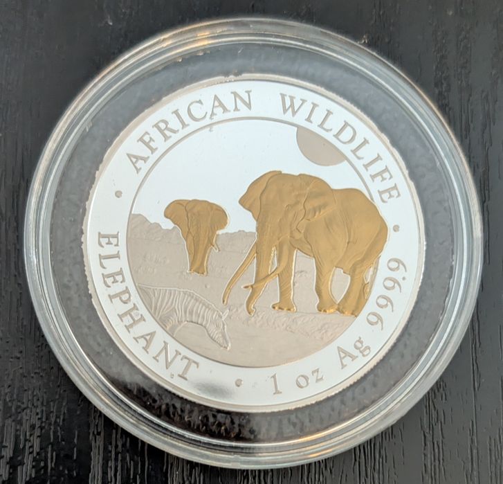 Elefant /Leopard moneda argint aurit 1 oz