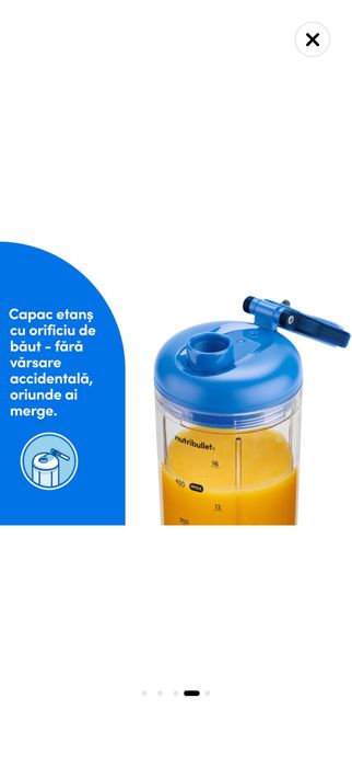 Blender portabil Nutribullet® Flex NBP013BL, capacitate 590 ml, baza motor detasabila, 15 utilizari per incarcare, USB-C,