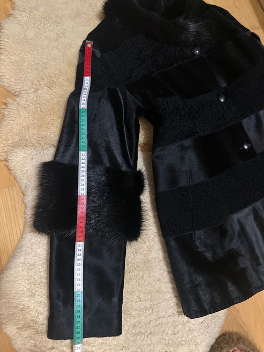 Естествено кожено палто EVER №40 – астраган, косъм, свалящи се ръкави