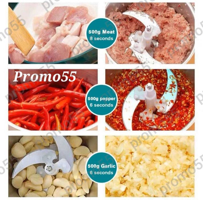 Професионален Електрически Чопър Месомелачка 2L. 1200W