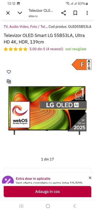 TV LG oled 4k hdr 139cm