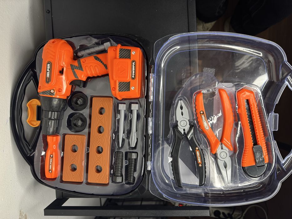 Trusa masina de gaurit, clesti, suruburi pentru copii 3+ ani