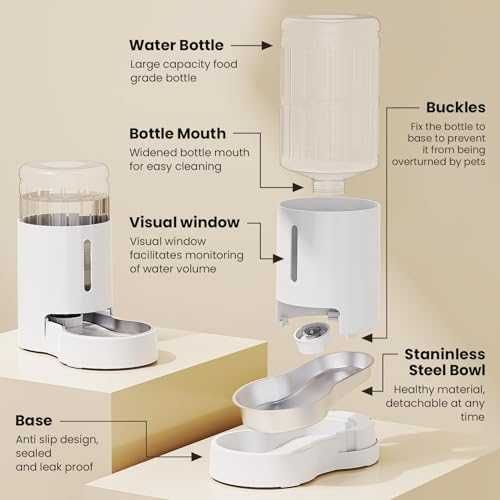 Pet Water Dispenser 6L Stainless Steel BPA-Free Automatic for Cats & Dogs – White
