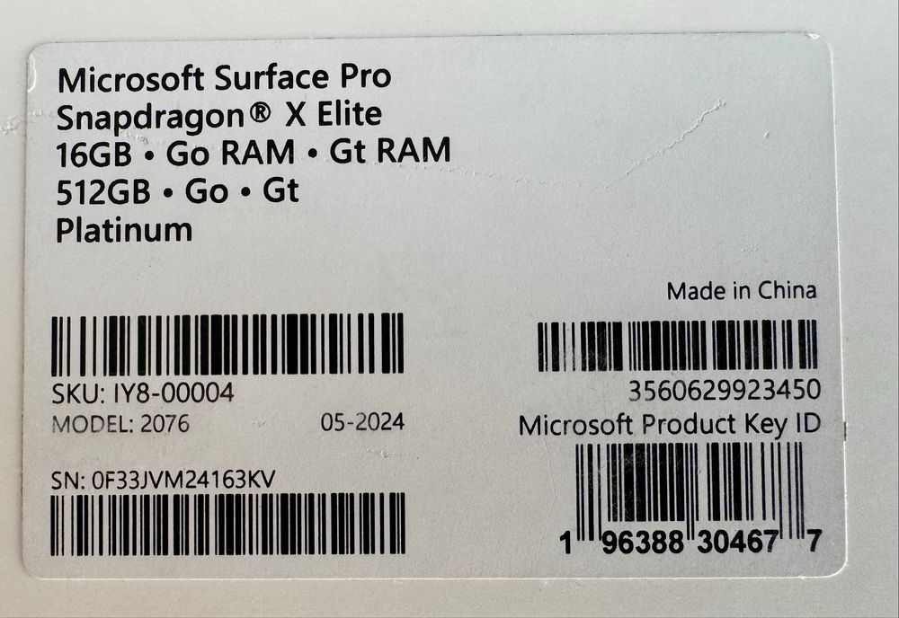 Tableta Microsoft Surface Pro 11 13” X Elite 16GB 512GB Platinum – Nou