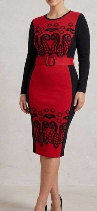 Rochie rosie office model conic