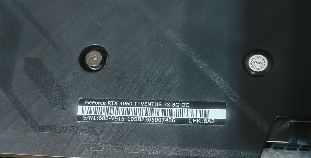 Видеокарта MSI GeForce RTX 4060Ti Ventus 3X 8gb OC