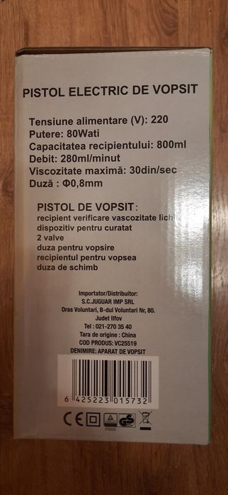 Pistol electric de vopsit, 80W, 220v, 280 ml/minut, 800 ml,Nou!