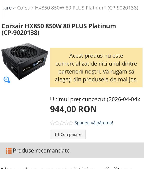 Sursă PLATINUM+ 850W Corsair Full Modular