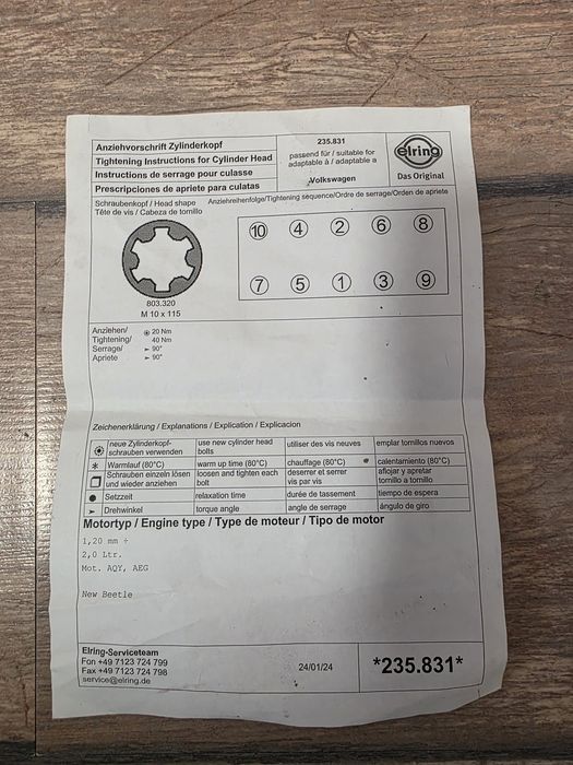 Set Garnitura de chiulasa VW Passat 2.0