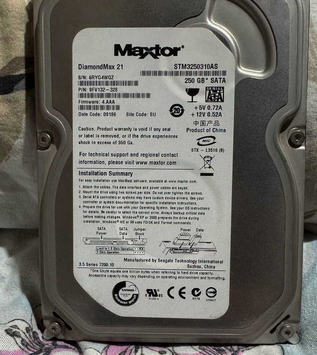 Продается жесткий диск Maxtor 250gb Sata