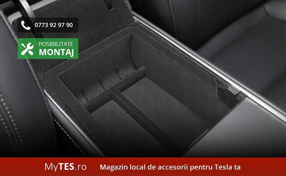 Cutii depozitare velur consola centrala - Tesla Model 3 / Y