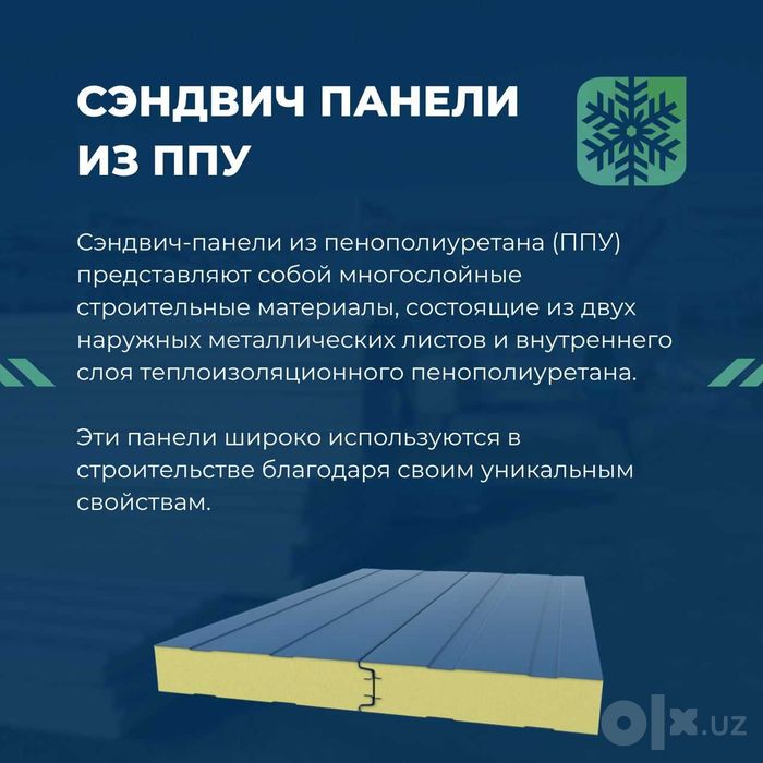 Сэндвич панели из пенополиуретана ППУ (Ppu sendvich panel)