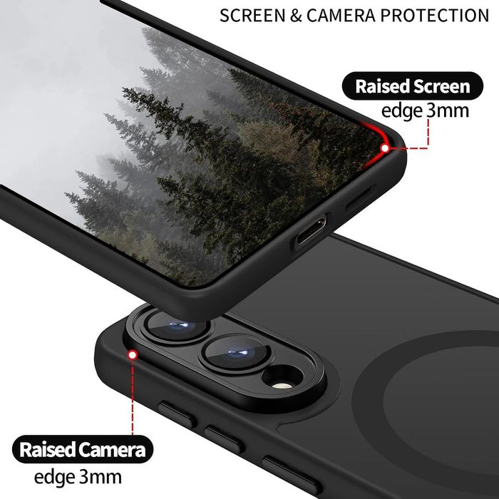 Матов magsafe кейс за samsung galaxy s25 edge - черен