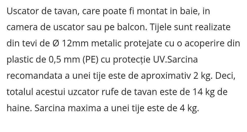 Uscator rufe tavan 1.2m sigilat