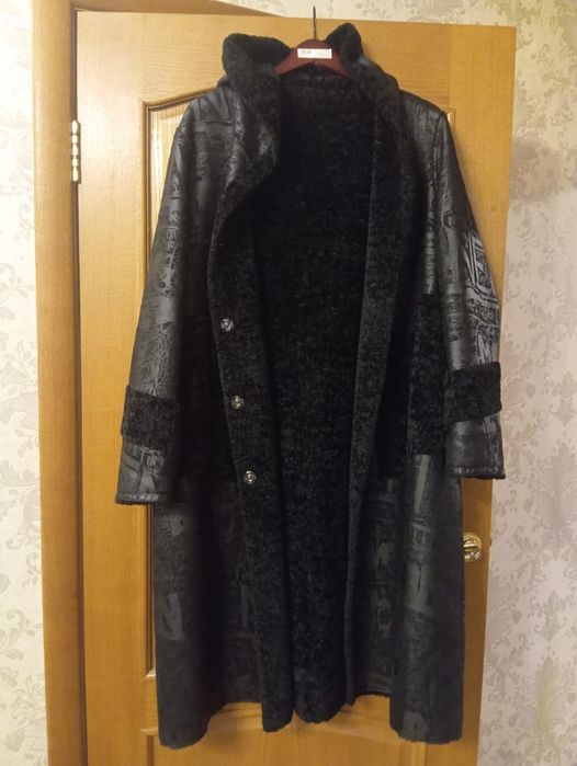 Теплое зимнее двухстороннее пальто 52-54