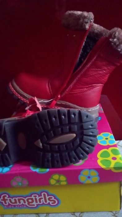 Cizme nr. 29, NOI, Fungirls, piele naturala, rosii, fete, cu eticheta