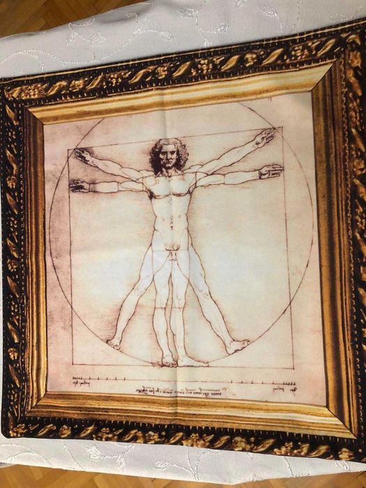 Декоративна калъфка за възглавница Витрувиански човек, 60х60 см, с цип