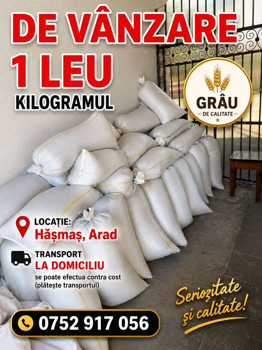 Vând grâu 1 leu kg