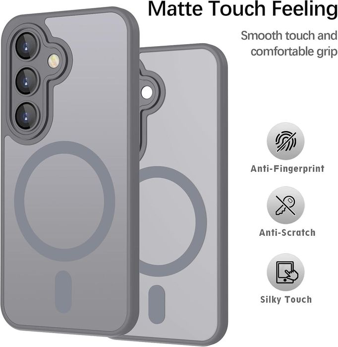 Матов magsafe кейс за samsung galaxy s26 - титаниево сив - със защита