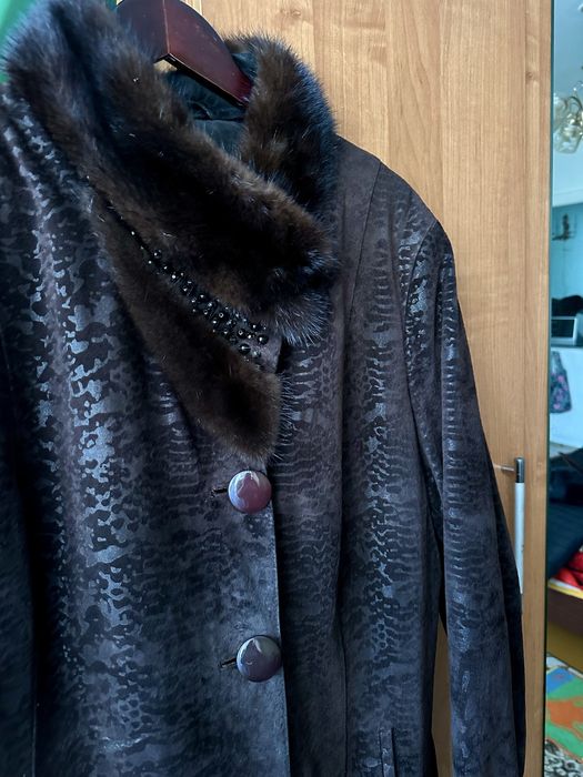Пальто из экозамши . Размер 54.