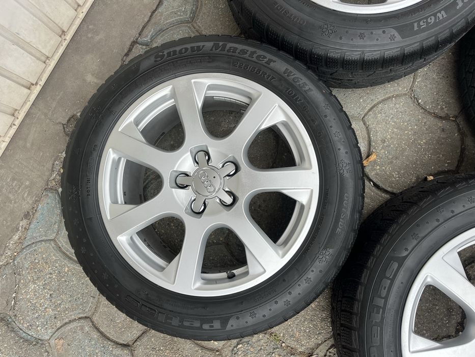 Jante aliaj 5x112mm, anvelope iarna 225/55 R17 Audi A4 B8 B9, A6 C6 C7