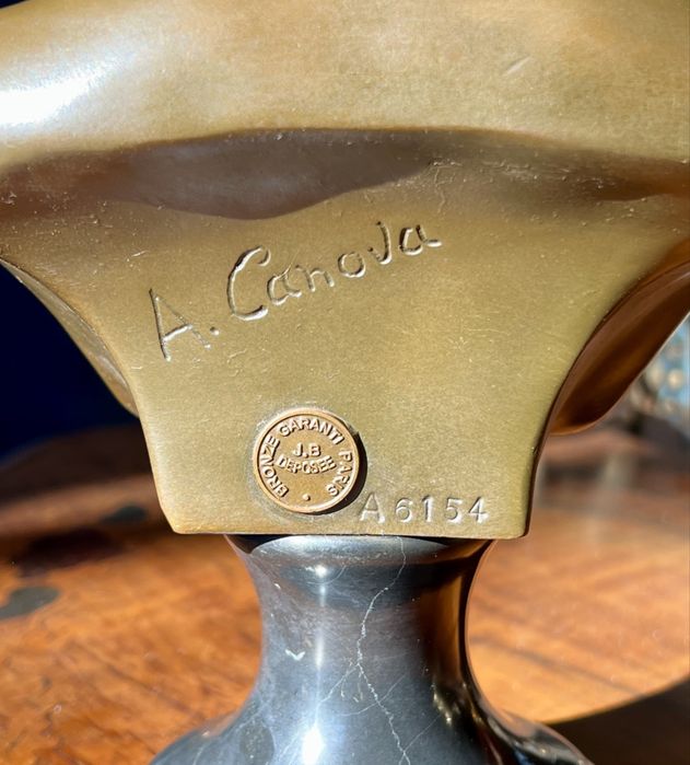 Statuetă/Bust bronz cu soclu marmură – Napoleon – semnată