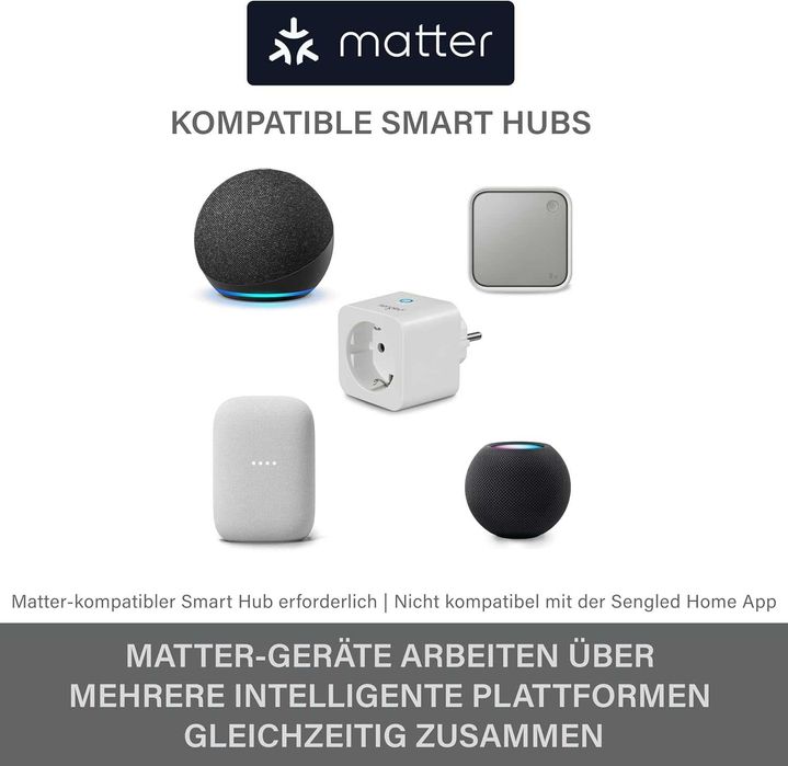 Smart контакт Sengled Matter работи с Alexa, , поддържа до 2300 W