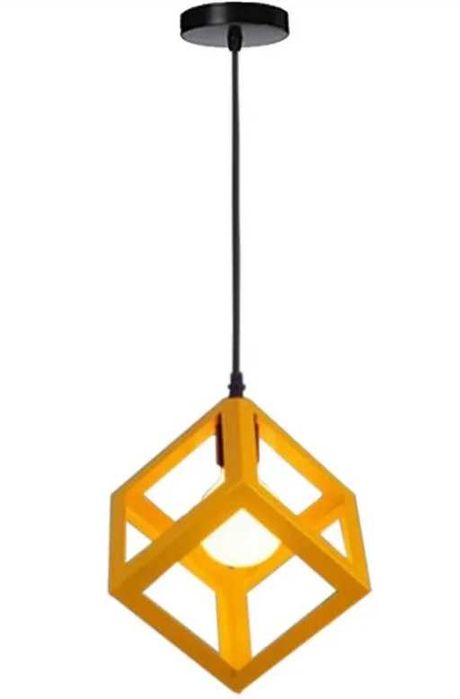 Декоративна висяща лампа в модерен кубичен дизайн – жълта