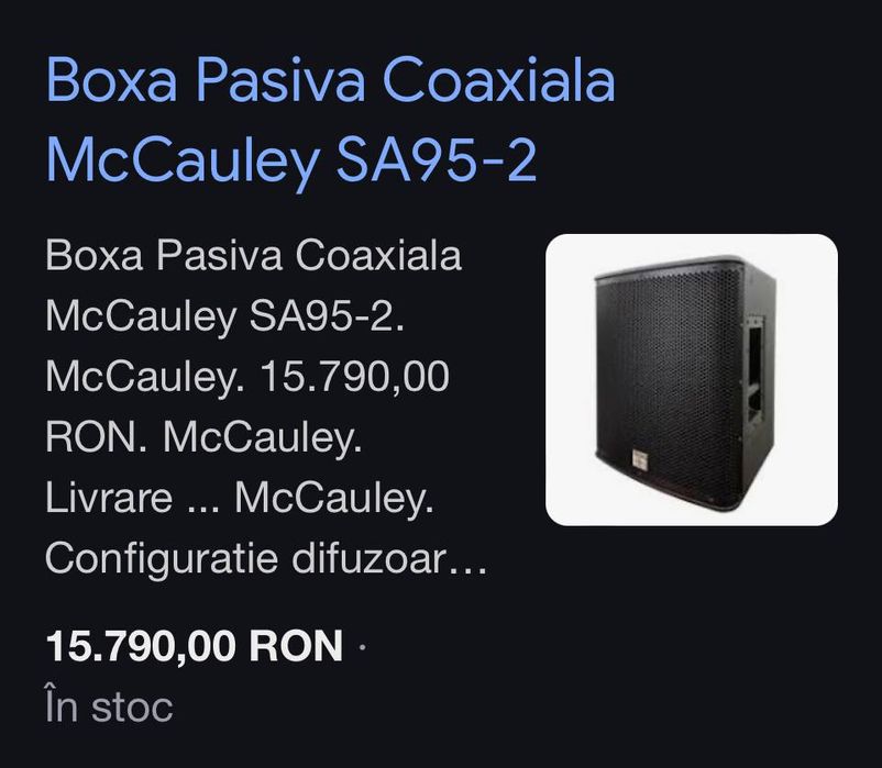 Boxe McCauley  USA - Coaxiale 1200 W RMS
