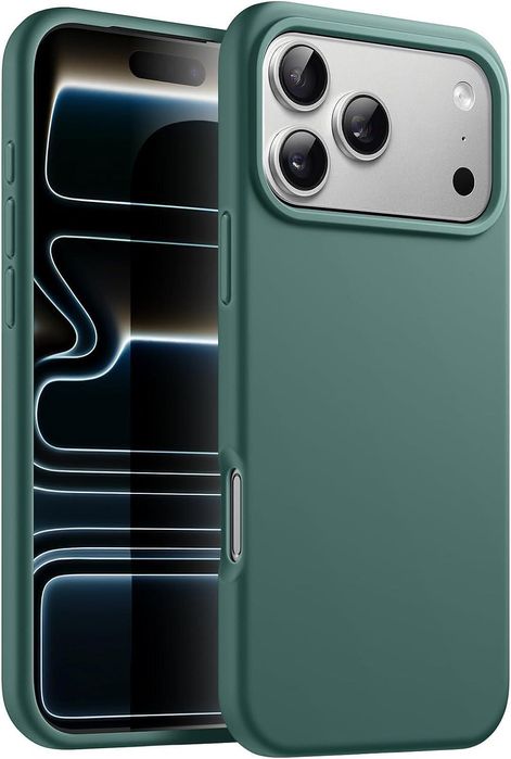 Матов силиконов кейс за apple iphone 17 pro max - тъмно зелен