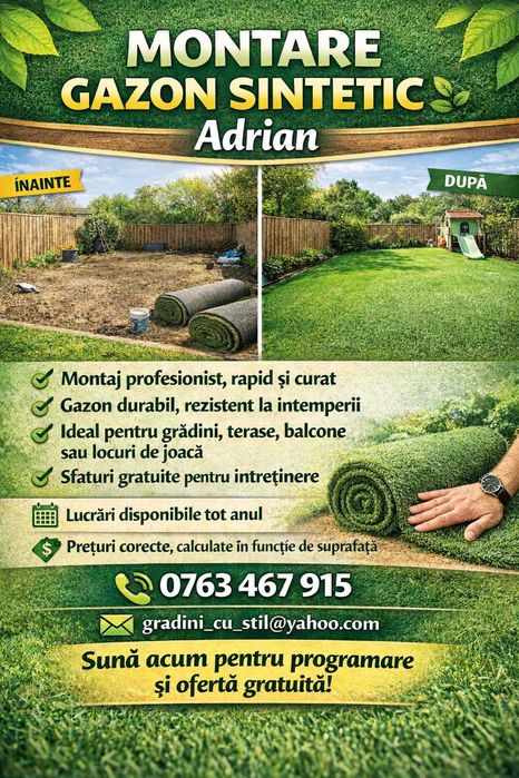 Gazon Sintetic Montaj si Pregatire Teren