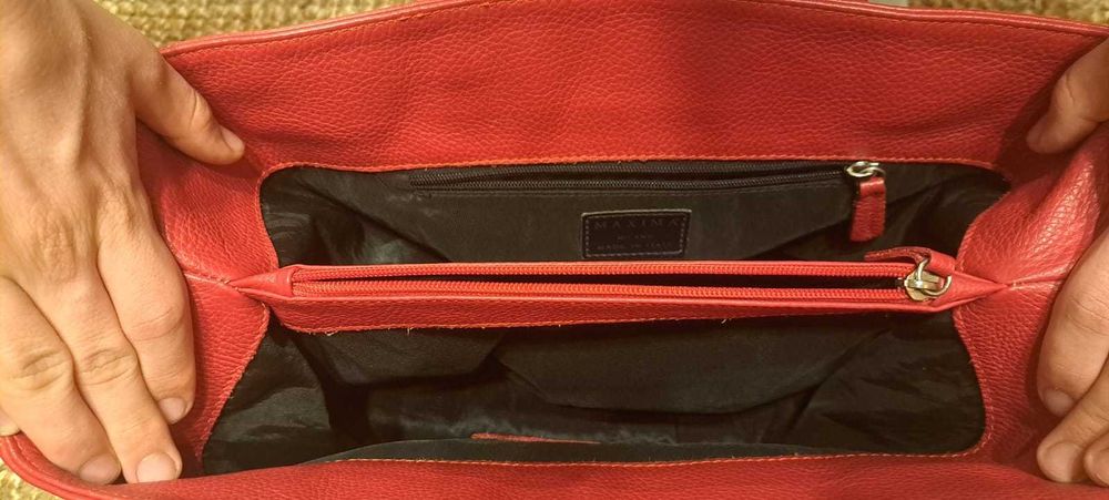 Vand geanta de piele, rosie