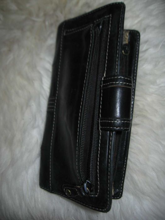 Fossil голям дамски кожен портфейл естествена кожа