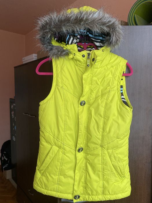 Burton Women’s Dryride Hooded Snowboard Puffer Vest Neon Lime Yellow
