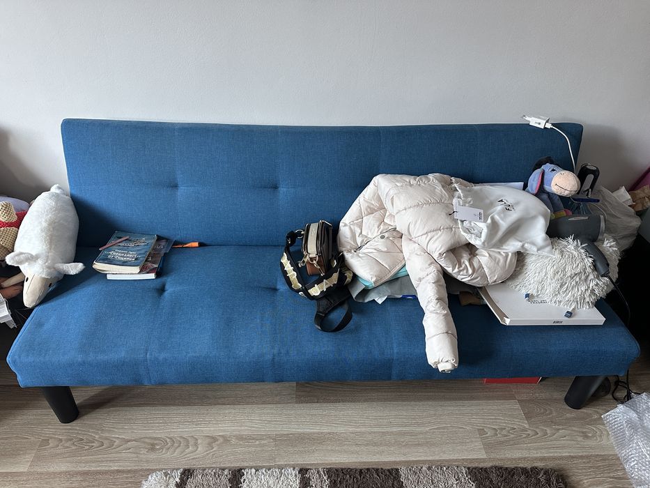 *ПЕРФЕКТНО* Разтегаемо Синьо Канапе Mondo Relax