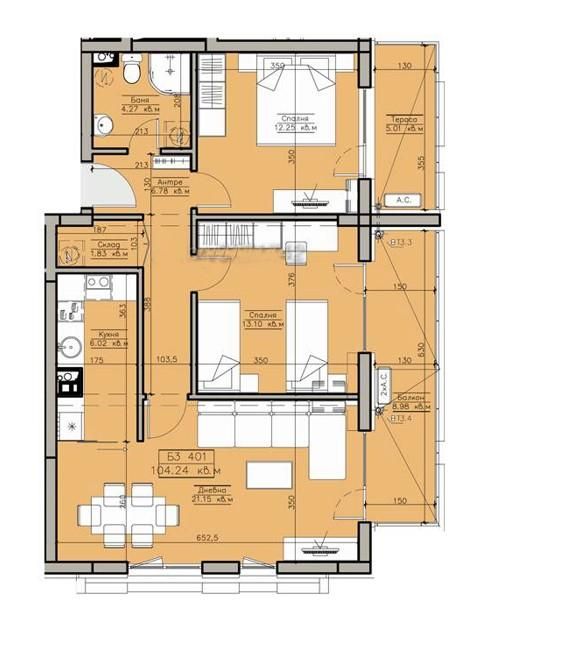 Продава се Тристаен апартамент в Бургас, Меден рудник - зона А - 104 кв.м за 885 €/кв.м - Снимка #1