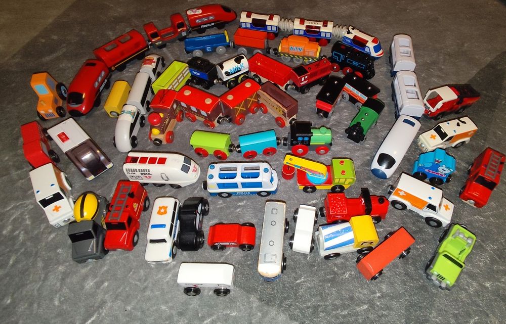 Mega set LEGO Duplo + trenuri lemn + șine (200+ piese) – complet, compatibil