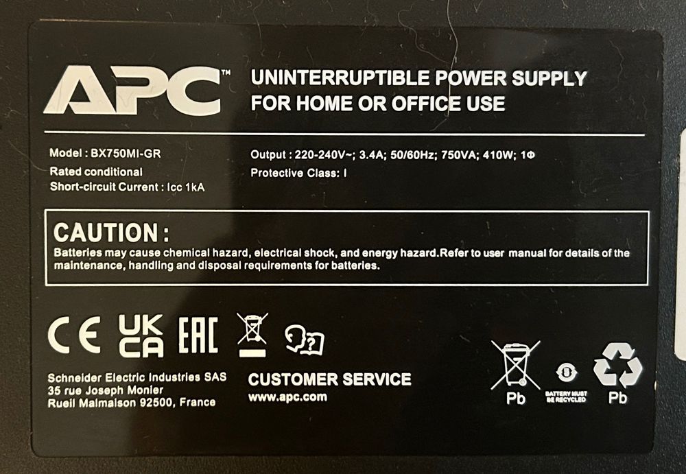 UPS APC BX750MI-GR, 750VA, 230V