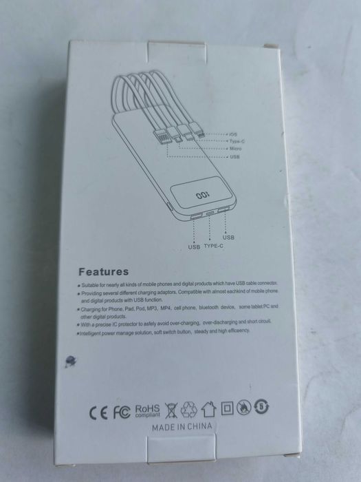 Baterie externa - power bank 10000 mAh rapida cu cabluri