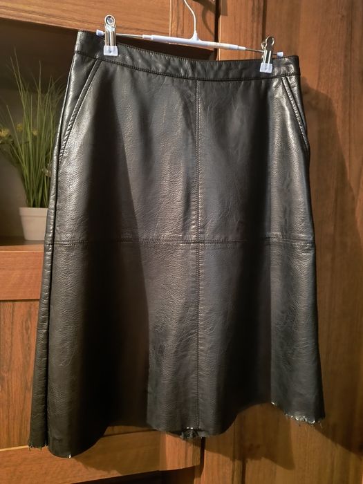 Fustă aspect piele, culoare negru