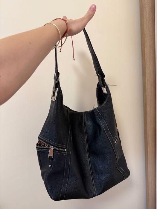 Дамска черна чанта Tignanello естествена кожа