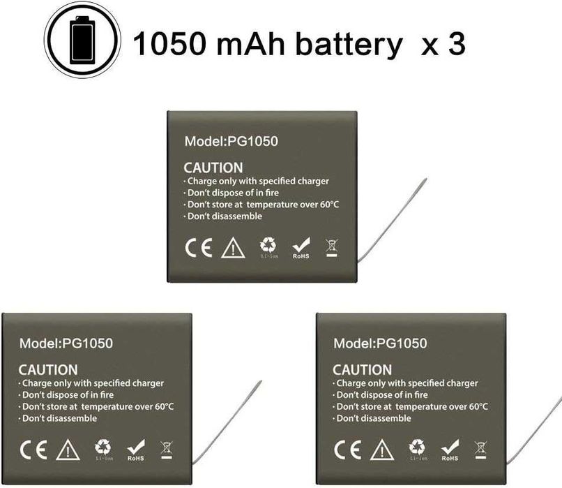 Батерия за екшън камера 3 x 1050mAh