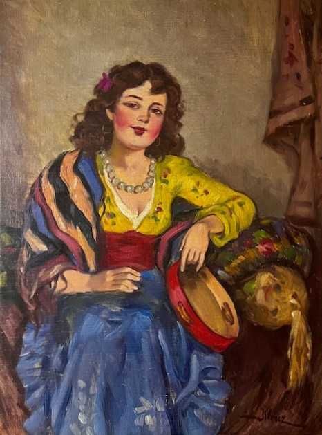 IMPECABI! Tablou VECHI mare:80x60cm+R, ul/pz Illencz Lipót (1882-1950)