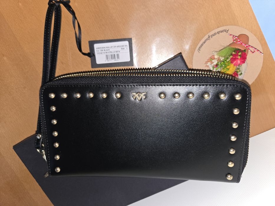 Portofel dama xxl PINKO, piele, negru, Nou