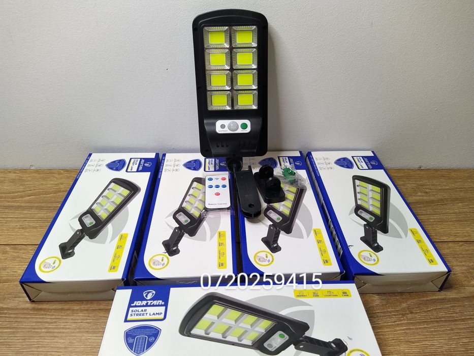Set x5 Lampa cu Incarcare Solara JORTAN 150W, 160 LED-uri, telecomanda
