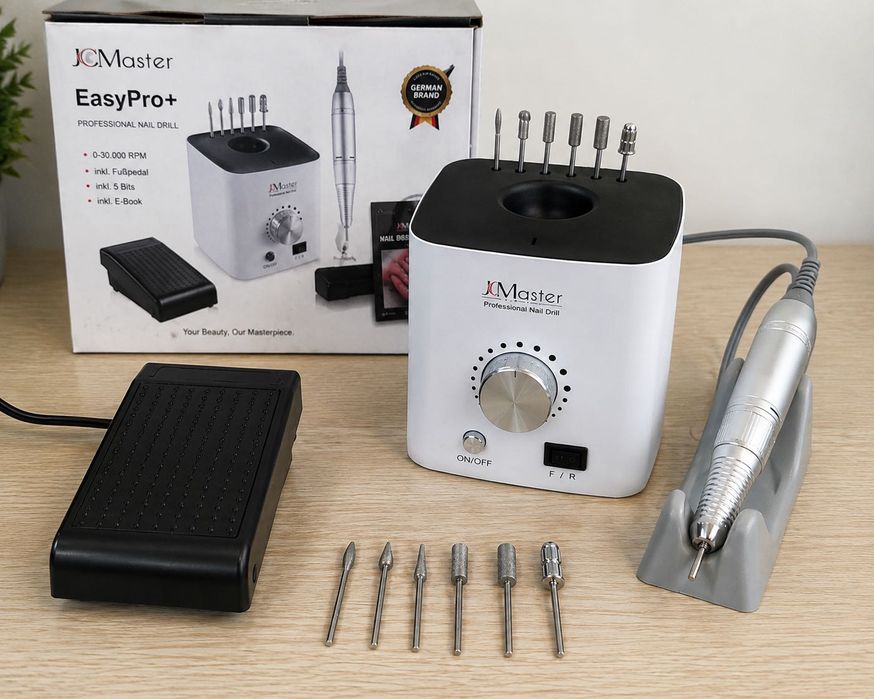 Freză profesională JCMASTER EasyPro+ 30.000 RPM, pedală, accesorii – manichiură/pedichiură